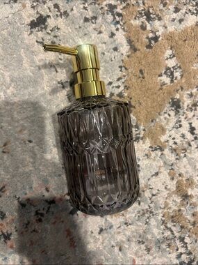 Glass Soap Dispenser with Gold Pump - Smoke Gray